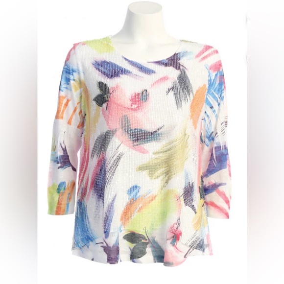 Jess & Jane Tops - Jess & Jane Vernet Burnout with Boucle Mesh Overlay Contrast Tunic Women's XL